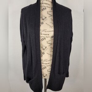 Aritzia Azure Skies Sz S Angora Cashmere Open Cardigan Pockets Black